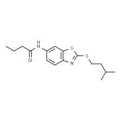 ChemSpider 2D Image | N-{2-[(3-Methylbutyl)sulfanyl]-1,3-benzothiazol-6-yl}butanamide | C16H22N2OS2