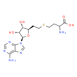 ChemSpider 2D Image | 2-Amino-4-({2-[(2R,3S,4R,5R)-5-(6-amino-9H-purin-9-yl)-3,4-dihydroxytetrahydro-2-furanyl]ethyl}sulfanyl)butanoic acid | C15H22N6O5S