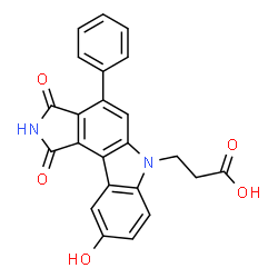 ChemSpider 2D Image | 3-(9-Hydroxy-1,3-dioxo-4-phenyl-2,3-dihydropyrrolo[3,4-c]carbazol-6(1H)-yl)propanoic acid | C23H16N2O5