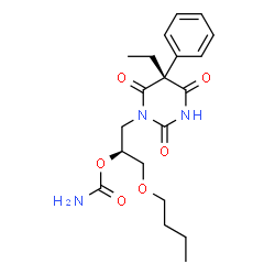 ChemSpider 2D Image | (2S)-1-Butoxy-3-[(5R)-5-ethyl-2,4,6-trioxo-5-phenyltetrahydro-1(2H)-pyrimidinyl]-2-propanyl carbamate | C20H27N3O6