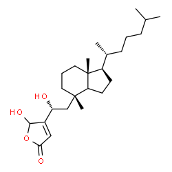 ChemSpider 2D Image | 2(5H)-furanone, 4-[(1R)-2-[(1R,4S,7aR)-1-(1,5-dimethylhexyl)octahydro-4,7a-dimethyl-1H-inden-4-yl]-1-hydroxyethyl]-5-hydroxy- | C25H42O4