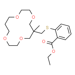 ChemSpider 2D Image | Ethyl 2-{[(6-methyl-1,4,8,11-tetraoxacyclotetradecan-6-yl)methyl]sulfanyl}benzoate | C21H32O6S