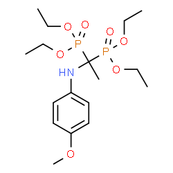 ChemSpider 2D Image | Tetraethyl {1-[(4-methoxyphenyl)amino]-1,1-ethanediyl}bis(phosphonate) | C17H31NO7P2