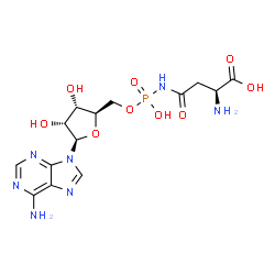 ChemSpider 2D Image | 5'-O-[(L-beta-Aspartylamino)(hydroxy)phosphoryl]adenosine | C14H20N7O9P