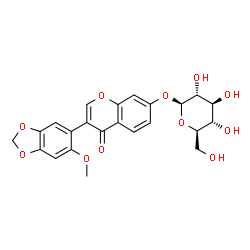 ChemSpider 2D Image | 3-(6-Methoxy-1,3-benzodioxol-5-yl)-4-oxo-4H-chromen-7-yl beta-D-glucopyranoside | C23H22O11
