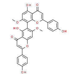 ChemSpider 2D Image | 5,5'-Dihydroxy-2,2'-bis(4-hydroxyphenyl)-7,7'-dimethoxy-4H,4'H-6,8'-bichromene-4,4'-dione | C32H22O10