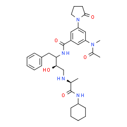 ChemSpider 2D Image | 3-[Acetyl(methyl)amino]-N-[(3R)-4-{[(2S)-1-(cyclohexylamino)-1-oxo-2-propanyl]amino}-3-hydroxy-1-phenyl-2-butanyl]-5-(2-oxo-1-pyrrolidinyl)benzamide | C33H45N5O5