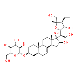 ChemSpider 2D Image | (3beta,5alpha,9xi,16beta,22S,23S,24S,25S)-16,17,21,23,26-Pentahydroxy-22,25-epoxystigmast-7-en-3-yl beta-D-glucopyranoside | C35H58O12