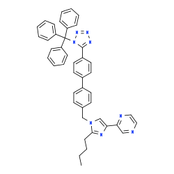 ChemSpider 2D Image | 2-(2-Butyl-1-{[4'-(1-trityl-1H-tetrazol-5-yl)-4-biphenylyl]methyl}-1H-imidazol-4-yl)pyrazine | C44H38N8