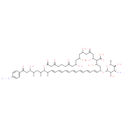 ChemSpider 2D Image | (23E,25E,27E,29E,31E,33E,35E)-22-[(2R,3S,4S,5S,6R)-4-amino-3,5-dihydroxy-6-methyl-tetrahydropyran-2-yl]oxy-38-[6-(4-aminophenyl)-4-hydroxy-1,3-dimethyl-6-oxo-hexyl]-10,12,14,18,20-pentahydroxy-37-methyl-2,4,8,16-tetraoxo-1-oxacyclooctatriaconta-23,25,27,29,31,33,35-heptaene-19-carboxylic acid | C59H84N2O18