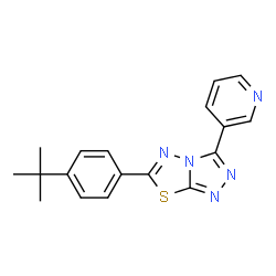ChemSpider 2D Image | 6-(4-tert-Butyl-phenyl)-3-pyridin-3-yl-[1,2,4]triazolo[3,4-b][1,3,4]thiadiazole | C18H17N5S