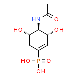 ChemSpider 2D Image | [(3R,4R,5S)-4-Acetamido-3,5-dihydroxy-1-cyclohexen-1-yl]phosphonic acid | C8H14NO6P