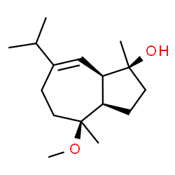 ChemSpider 2D Image | (1S,3aR,4S,8aR)-7-Isopropyl-4-methoxy-1,4-dimethyl-1,2,3,3a,4,5,6,8a-octahydro-1-azulenol | C16H28O2