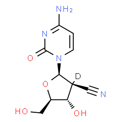 ChemSpider 2D Image | 4-Amino-1-[2-cyano-2-deoxy-beta-D-(2-~2~H)arabinofuranosyl]-2(1H)-pyrimidinone | C10H11DN4O4