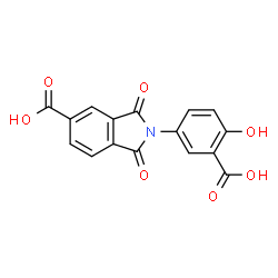 ChemSpider 2D Image | 2-(3-Carboxy-4-hydroxyphenyl)-1,3-dioxo-5-isoindolinecarboxylic acid | C16H9NO7