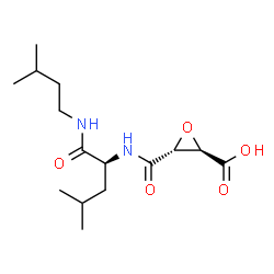 ChemSpider 2D Image | (2R,3R)-3-({(2S)-4-Methyl-1-[(3-methylbutyl)amino]-1-oxo-2-pentanyl}carbamoyl)-2-oxiranecarboxylic acid | C15H26N2O5