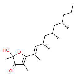 ChemSpider 2D Image | 2-Hydroxy-2,4-dimethyl-5-[(2E,4S,6S,8S)-4,6,8-trimethyl-2-undecen-2-yl]-3(2H)-furanone | C20H34O3