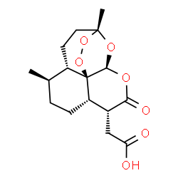 ChemSpider 2D Image | [(1R,4S,5R,8S,9R,12S,13R)-1,5-Dimethyl-10-oxo-11,14,15,16-tetraoxatetracyclo[10.3.1.0~4,13~.0~8,13~]hexadec-9-yl]acetic acid | C16H22O7