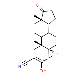 ChemSpider 2D Image | (4alpha,5alpha,8xi,9xi,14xi)-3-Hydroxy-17-oxo-4,5-epoxyandrost-2-ene-2-carbonitrile | C20H25NO3