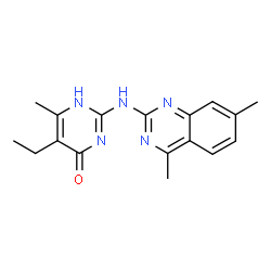 ChemSpider 2D Image | 4-pyrimidinol, 2-[(4,7-dimethyl-2-quinazolinyl)amino]-5-ethyl-6-methyl- | C17H19N5O