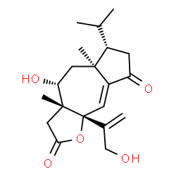 ChemSpider 2D Image | (3aR,4R,5aS,6S,9aR)-4-Hydroxy-9a-(3-hydroxy-1-propen-2-yl)-6-isopropyl-3a,5a-dimethyl-3,3a,4,5,5a,6,7,9a-octahydroazuleno[5,6-b]furan-2,8-dione | C20H28O5