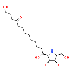 ChemSpider 2D Image | (13R)-13-[(2R,3R,4R,5R)-3,4-Dihydroxy-5-(hydroxymethyl)-2-pyrrolidinyl]-1,13-dihydroxy-4-tridecanone | C18H35NO6