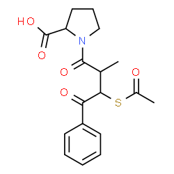 ChemSpider 2D Image | 1-[3-(Acetylsulfanyl)-2-methyl-4-oxo-4-phenylbutanoyl]proline | C18H21NO5S