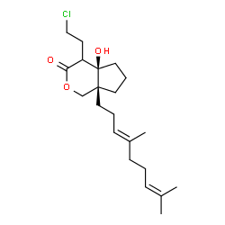 ChemSpider 2D Image | (4aR,7aS)-4-(2-Chloroethyl)-7a-[(3E)-4,8-dimethyl-3,7-nonadien-1-yl]-4a-hydroxyhexahydrocyclopenta[c]pyran-3(1H)-one | C21H33ClO3