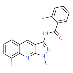ChemSpider 2D Image | N-(1,8-Dimethyl-1H-pyrazolo[3,4-b]quinolin-3-yl)-2-fluorobenzamide | C19H15FN4O