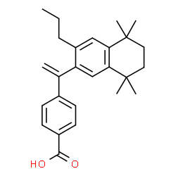 ChemSpider 2D Image | 4-[1-(5,5,8,8-Tetramethyl-3-propyl-5,6,7,8-tetrahydro-2-naphthalenyl)vinyl]benzoic acid | C26H32O2