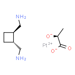 ChemSpider 2D Image | Platinum(2+) (2S)-2-oxidopropanoate (1R,2R)-1,2-cyclobutanediyldimethanamine (1:1:1) | C9H18N2O3Pt