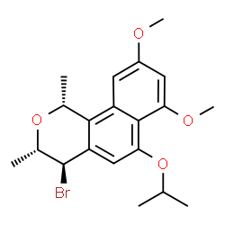 ChemSpider 2D Image | (1R,3S,4R)-4-Bromo-6-isopropoxy-7,9-dimethoxy-1,3-dimethyl-3,4-dihydro-1H-benzo[h]isochromene | C20H25BrO4