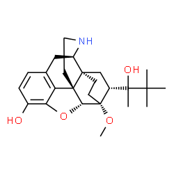 ChemSpider 2D Image | (5alpha,6beta,14beta,18R)-18-[(2R)-2-Hydroxy-3,3-dimethyl-2-butanyl]-6-methoxy-18,19-dihydro-4,5-epoxy-6,14-ethenomorphinan-3-ol | C25H35NO4