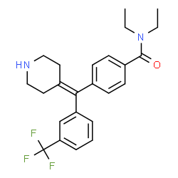 ChemSpider 2D Image | N,N-Diethyl-4-{4-piperidinylidene[3-(trifluoromethyl)phenyl]methyl}benzamide | C24H27F3N2O