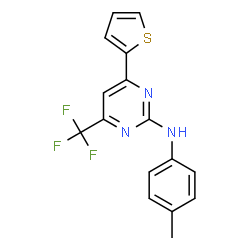 ChemSpider 2D Image | N-(4-Methylphenyl)-4-(2-thienyl)-6-(trifluoromethyl)-2-pyrimidinamine | C16H12F3N3S