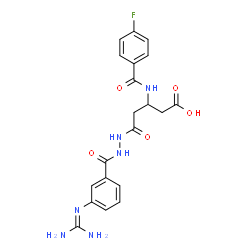 ChemSpider 2D Image | 5-(2-{3-[(Diaminomethylene)amino]benzoyl}hydrazino)-3-[(4-fluorobenzoyl)amino]-5-oxopentanoic acid | C20H21FN6O5