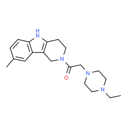 ChemSpider 2D Image | 2-(4-Ethyl-1-piperazinyl)-1-(8-methyl-1,3,4,5-tetrahydro-2H-pyrido[4,3-b]indol-2-yl)ethanone | C20H28N4O