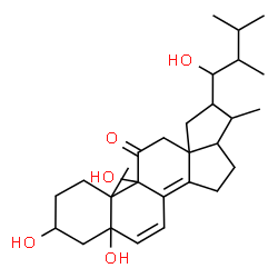 ChemSpider 2D Image | 3,5,9,23-Tetrahydroxy-18,22-cycloergosta-6,8(14)-dien-11-one | C28H42O5
