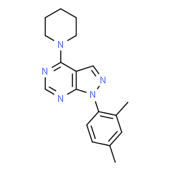 ChemSpider 2D Image | 1-[1-(2,4-dimethylphenyl)pyrazolo[3,4-d]pyrimidin-4-yl]piperidine | C18H21N5