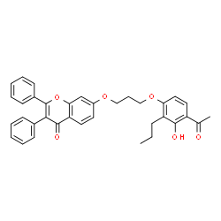 ChemSpider 2D Image | 7-[3-(4-Acetyl-3-hydroxy-2-propylphenoxy)propoxy]-2,3-diphenyl-4H-chromen-4-one | C35H32O6