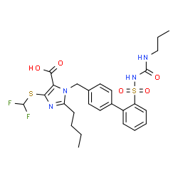 ChemSpider 2D Image | 2-Butyl-4-[(difluoromethyl)sulfanyl]-1-({2'-[(propylcarbamoyl)sulfamoyl]-4-biphenylyl}methyl)-1H-imidazole-5-carboxylic acid | C26H30F2N4O5S2