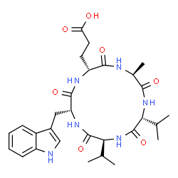 ChemSpider 2D Image | Cyclo(L-alanyl-D-valyl-L-valyl-D-tryptophyl-D-alpha-glutamyl) | C29H40N6O7