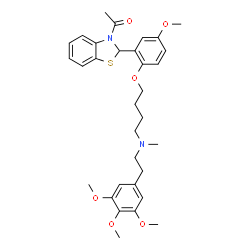 ChemSpider 2D Image | 3-Acetyl-2-(5-methoxy-2-(4-(N-methyl-N-(3,4,5-trimethoxyphenethyl)amino)butoxy)phenyl)benzothiazoline | C32H40N2O6S