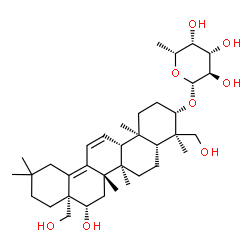 ChemSpider 2D Image | (3beta,16beta)-16,23,28-Trihydroxyoleana-11,13(18)-dien-3-yl 6-deoxy-beta-D-galactopyranoside | C36H58O8