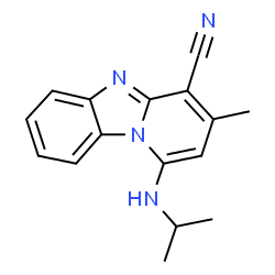 ChemSpider 2D Image | 1-(Isopropylamino)-3-methylpyrido[1,2-a]benzimidazole-4-carbonitrile | C16H16N4