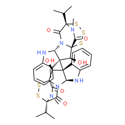 ChemSpider 2D Image | (1S,2S,3S,11R,14S)-2-Hydroxy-3-[(1R,2S,3R,11S,14R)-2-hydroxy-14-isopropyl-18-methyl-13,17-dioxo-15,16-dithia-10,12,18-triazapentacyclo[12.2.2.0~1,12~.0~3,11~.0~4,9~]octadeca-4,6,8-trien-3-yl]-14-isopr
opyl-19-methyl-15,16,17-trithia-10,12,19-triazapentacyclo[12.3.2.0~1,12~.0~3,11~.0~4,9~]nonadeca-4,6,8-triene-13,18-dione | C34H36N6O6S5