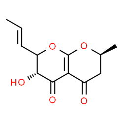 ChemSpider 2D Image | (3R,7S)-3-Hydroxy-7-methyl-2-[(1E)-1-propen-1-yl]-2,3,6,7-tetrahydro-4H,5H-pyrano[2,3-b]pyran-4,5-dione | C12H14O5