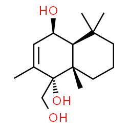 ChemSpider 2D Image | (1R,4R,4aS,8aS)-1-(Hydroxymethyl)-2,5,5,8a-tetramethyl-1,4,4a,5,6,7,8,8a-octahydro-1,4-naphthalenediol | C15H26O3