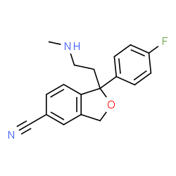 ChemSpider 2D Image | 1-(4-Fluorophenyl)-1-[2-(methylamino)ethyl]-1,3-dihydro-2-benzofuran-5-carbonitrile | C18H17FN2O