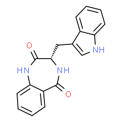 ChemSpider 2D Image | (3S)-3-(1H-Indol-3-ylmethyl)-3,4-dihydro-1H-1,4-benzodiazepine-2,5-dione | C18H15N3O2